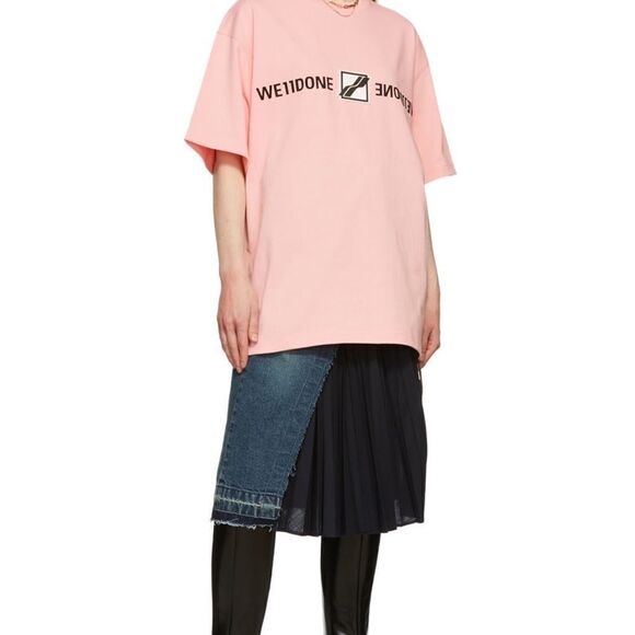 WE11DONE PINK Patched Mirror T-Shirt Size S - Picture 8 of 13